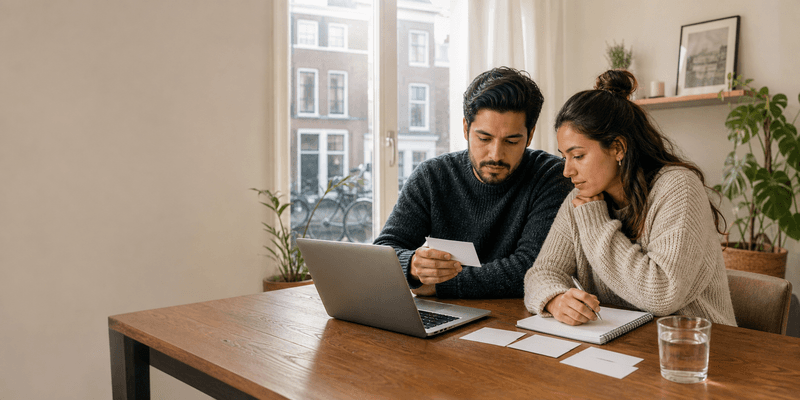 Pareja estudiando para el examen de integración