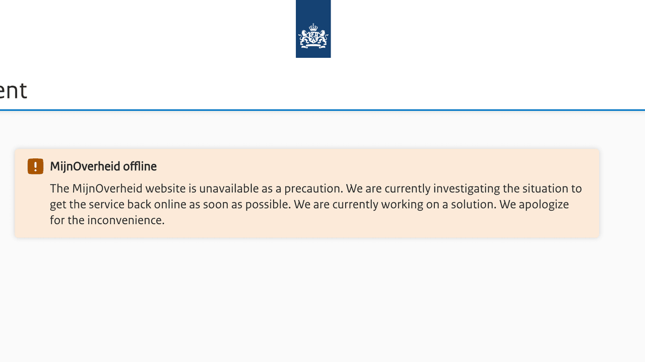 Página web MijnOverheid fuera de servicio