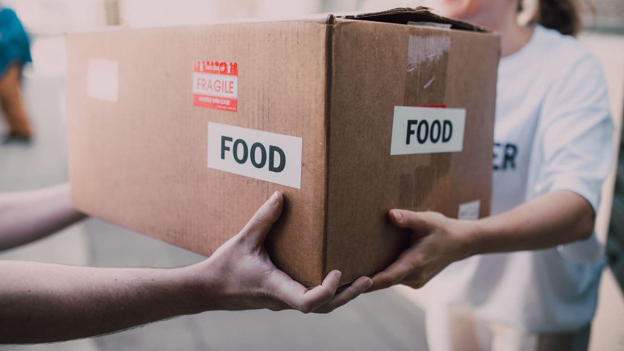 Caja de donación de alimentos